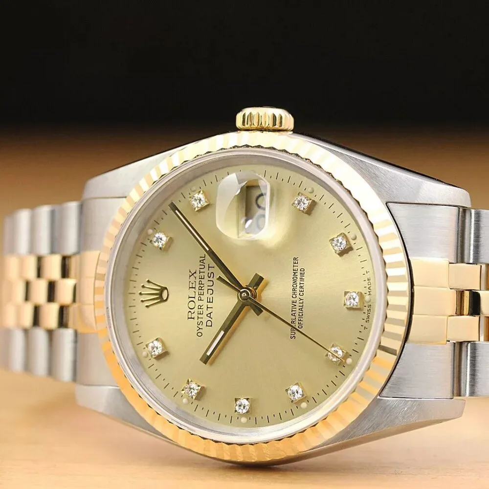 Sale! Men's Rolex Diamond 18kt Datejust New Condition Watch With Box